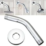 Pommeau de douche pluie argenté chromé, Extension économie d&rsquo;eau, bras de douche, accessoires de salle de bains, remplacement de robinet