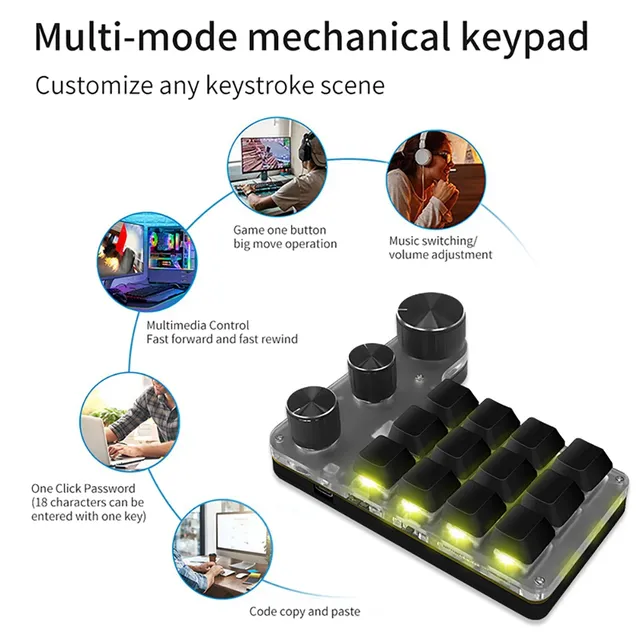 Clavier de jeu mécanique à 3 boutons – vue 2