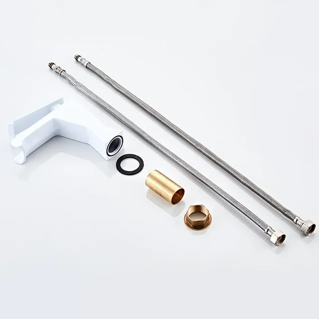 Stenoc robinet de lavabo cascade moderne en laiton blanc – vue 6