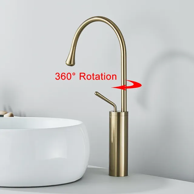 Nouveau Robinet de lavabo de salle de bains en or brossé – vue 3