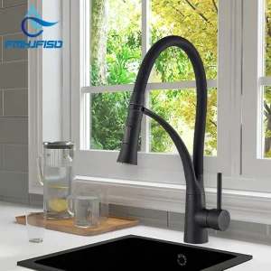 Robinet mitigeur de cuisine en caoutchouc chromé/Nickel/noir/or, Rotation à 360 degrés, robinets de pulvérisation à jet extractible torneira de cozinha