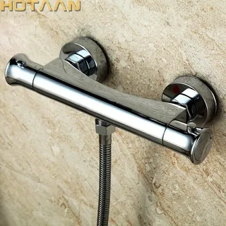 Mitigeur thermostatique mural chrome poli double commande antibrulure…