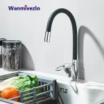 Robinet d&rsquo;évier de cuisine noir/Chrome, tuyau librement rotatif, bec multimode, montage mural, mélangeur d&rsquo;eau froide et chaude, robinet de lavabo de cuisine