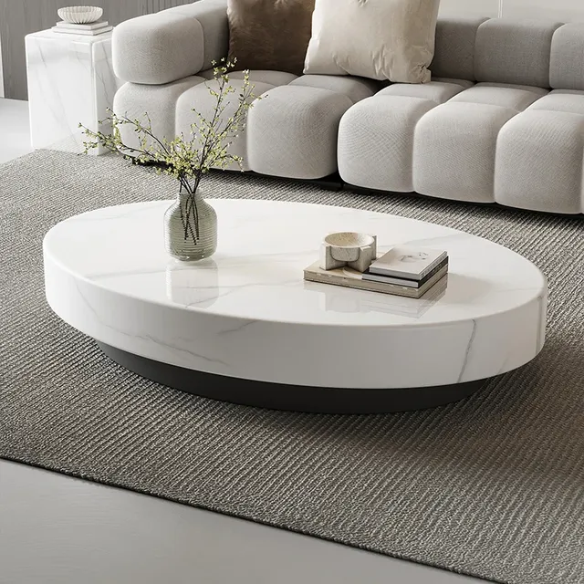Table basse ovale minimaliste neutre luxe Table basse… – vue 5
