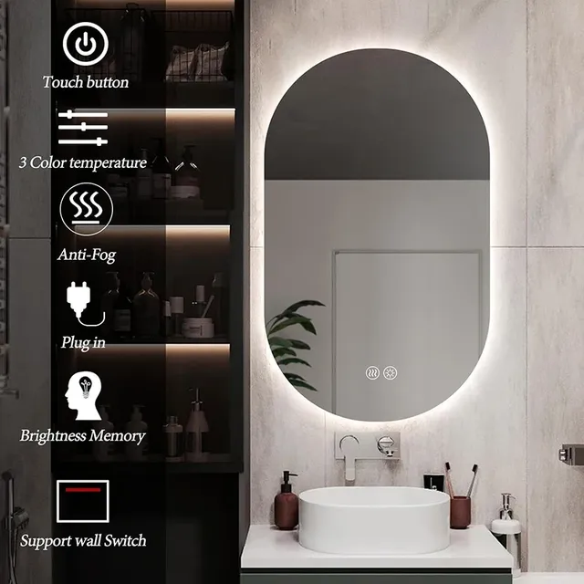 Miroir de salle de bain éclairé par LED – vue 4