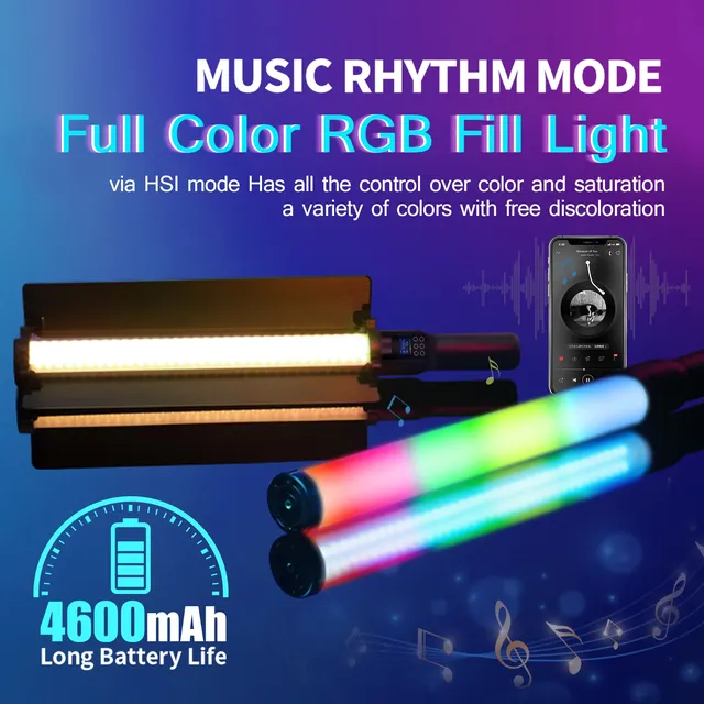 Bâton lumineux LED coloré RGB pour photographie et vidéo – vue 2