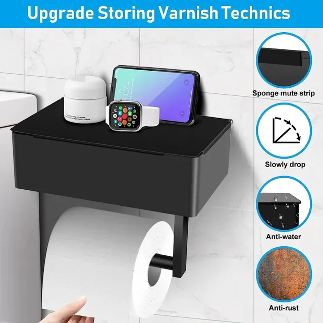 Porte-papier hygiénique avec étagère et rangement – vue 2
