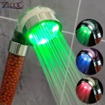 Pommeau de douche LED, filtre à anions haute pression, économie d&rsquo;eau, contrôle de la température, lumière colorée, grande douche de pluie portative