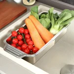 Panier de vidange d&rsquo;évier de cuisine, support de séchage suspendu, porte-éponge à savon, panier de vidange rétractable en acier inoxydable
