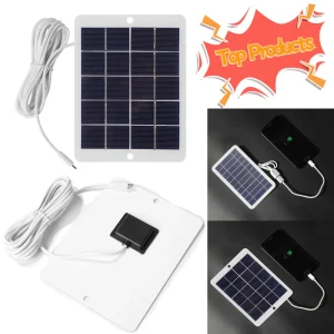 Panneau Solaire Portatif avec Sortie USB Chargeur de Cellulaire, Système à Énergie du Soleil de l&rsquo;Extérieur, Idéal pour Téléphone Portable, 5V, 2 W, 400mA
