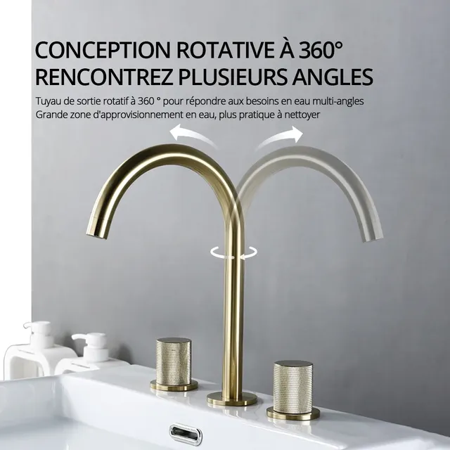 Robinet de lavabo en or brossé – vue 3