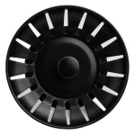 Filtre de Vidange Noir de 78mm en Acier Inoxydable pour Évier de Cuisine, Bouchon de Proximité du Bassin, Passoire, Outils