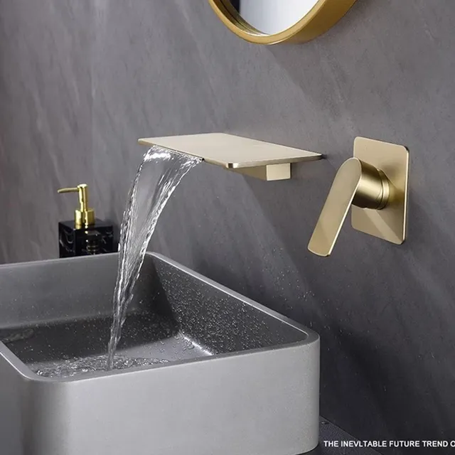 Robinet de lavabo de salle de bains cascade mural en… – vue 3