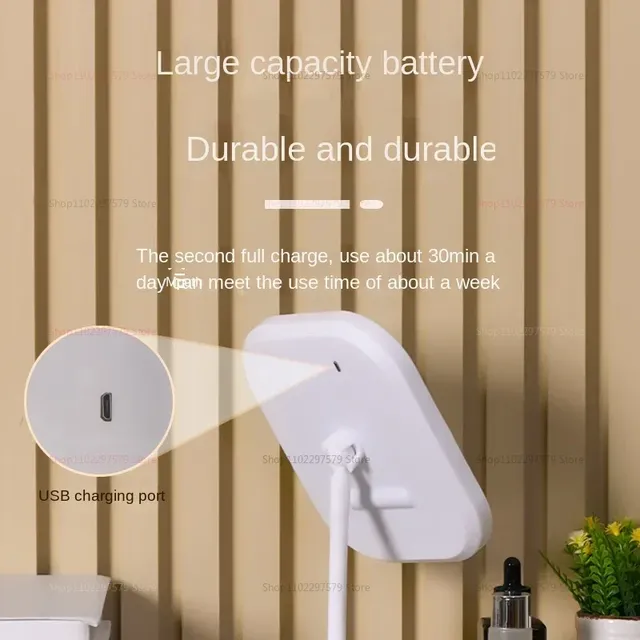 Miroir maquillage LED intelligent tactile tricolore… – vue 4