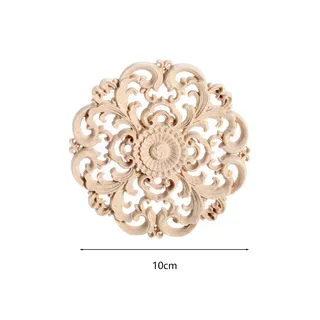 Applique sculptée en bois à motif de fleurs rondes non peintes