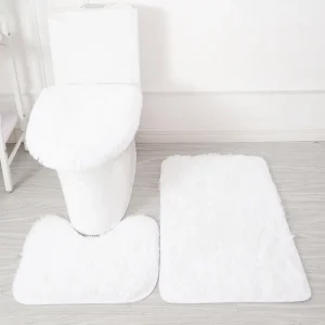 Ensemble de tapis de salle de bain blancs, 3 pièces, housse de siège de toilette, tapis de bain antidérapants, couverture de couvercle, tapis de Contour, décor de salle de bain, noël Ensemble de tapis de salle de bain blancs, 3 pièces, housse de siège de toilette, tapis de bain antidérapants, couverture de couvercle, tapis de Contour, décor de salle de bain, noël