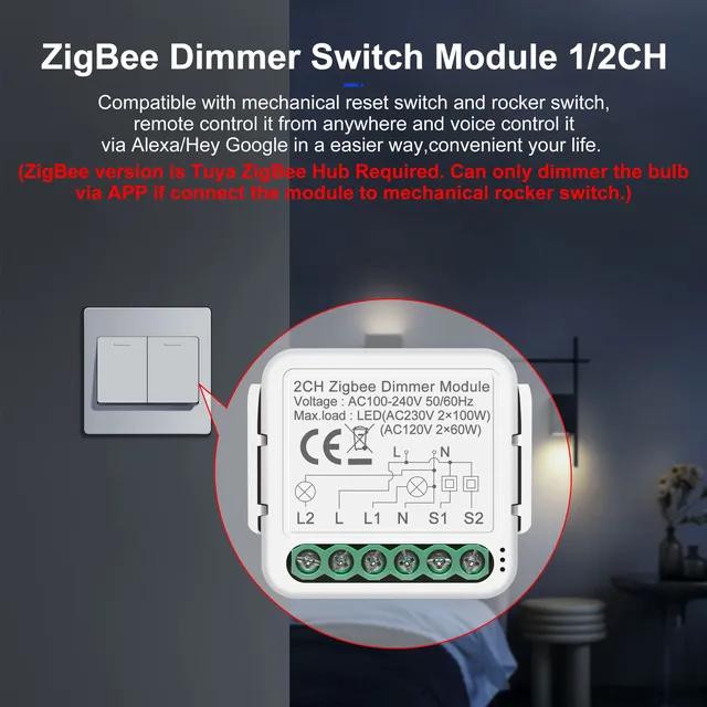 GIRIER Tuya Smart ZigBee lumière/rideau/gradateur/Module… – vue 5