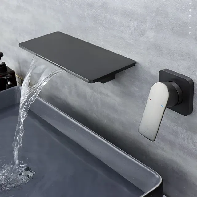 Robinet de lavabo de salle de bains cascade mural en… – vue 5