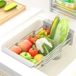 Égouttoir d&rsquo;évier de cuisine en acier inoxydable, extensible, support de séchage de la vaisselle, panier de vidange, égouttoir de lavage de fruits et légumes, support de rangement