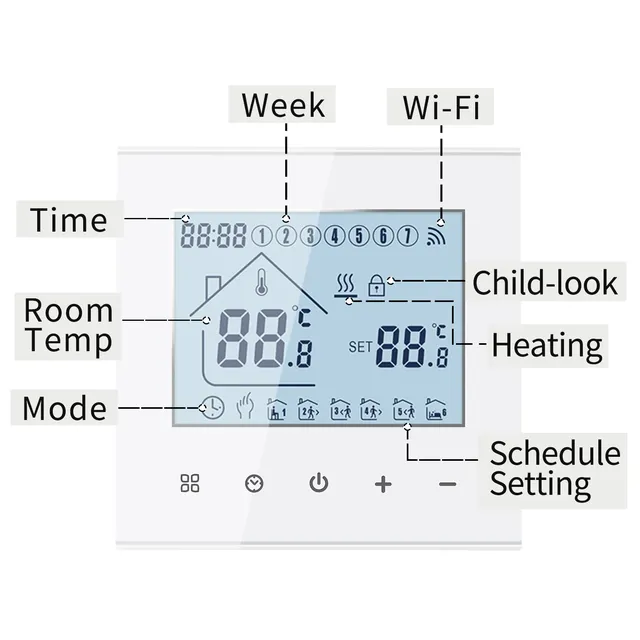 Thermostat mural connecté wifi programmable tactile… – vue 3