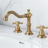 Robinet d'évier Antique de salle de bains en laiton doré – vue 5