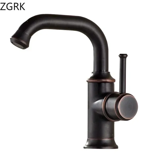 Mitigeur Lavabo Monotrou Bec Haut Col Cygne Bronze Noir… – vue 3