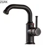 Mitigeur Lavabo Monotrou Bec Haut Col Cygne Bronze Noir… – vue 3