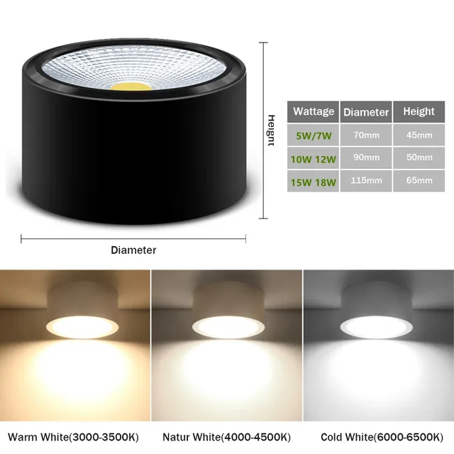 LED monté en surface à intensité variable 5W 7W 10W 12W… – vue 6