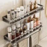 Support de douche mural en aluminium pour salle de bain, panier de rangement de cuisine multifonctionnel, accessoires de toilette