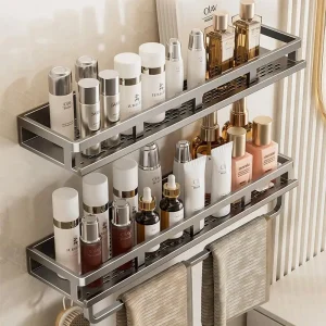 Support de douche mural en aluminium pour salle de bain, panier de rangement de cuisine multifonctionnel, accessoires de toilette