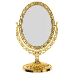 Miroir de maquillage rotatif Vintage ovale rotatif avec cadre doré Abs miroir de maquillage de bureau européen miroir Double face