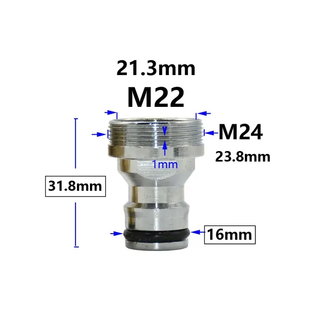 Coupleur de robinet d'eau en laiton argenté M16 M18 M20… – vue 2