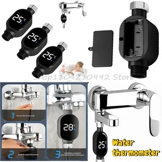 Thermomètre de douche d'eau domestique avec affichage LED 0 ℃ ~99 ℃…