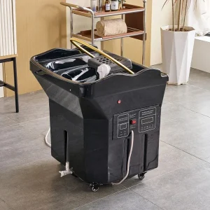 Lit de spa avec réservoir d&rsquo;eau, bac à shampoing mobile, bac à shampoing portable noir