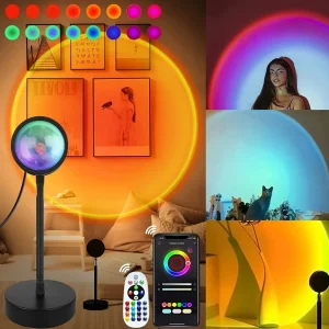 Lampe de coucher de soleil intelligente Tuya LED veilleuse USB RGB Smart Life APP Projection à distance pour la décoration de la pièce photographie Festival naissance Lampe de coucher de soleil intelligente Tuya LED veilleuse USB RGB Smart Life APP Projection à distance pour la décoration de la pièce photographie Festival naissance