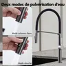 Robinet de cuisine noir avec pulvérisateur rétractable… – vue 5