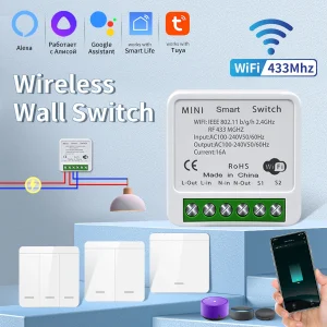 Commutateur intelligent Wifi pour éclairage Led Tuya Smart Life RF 433MHz télécommande vocale Alexa Google Alice 1/2/3 Gang commutateur sans fil