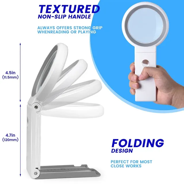 Loupe bureau pliable éclairée LED blanc chaud froid… – vue 6