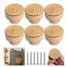 Poignées boutons tiroirs bois rotin tressé rondes embase… – vue 2