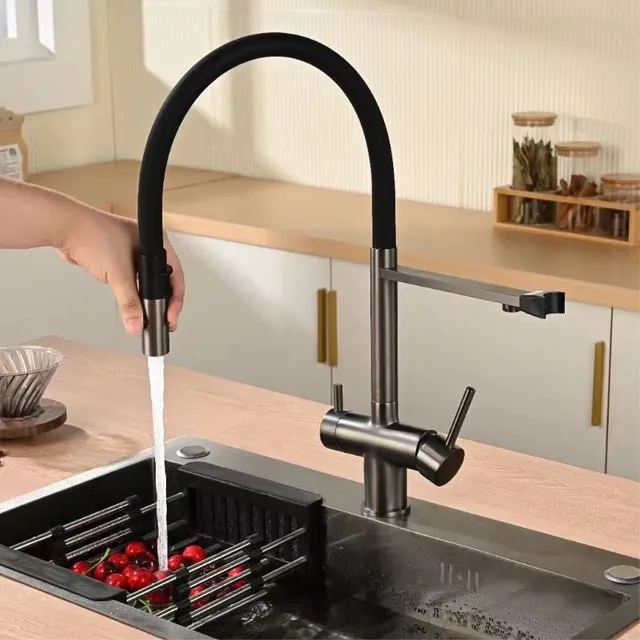 Robinet de cuisine moderne en laiton doré brossé avec… – vue 2
