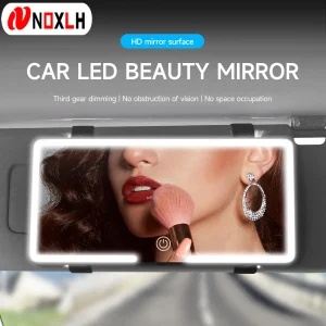 Miroir de maquillage LED HD pour voiture, pare-soleil suspendu, Ultra fin, Charge USB, miroir cosmétique Autom, écran tactile, lumière variable