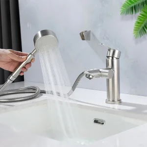 Robinet de lavabo chaud et froid à double usage en acier inoxydable 304, douche commutable, robinet de lavabo multifonctionnel, ensemble de douche Robinet de lavabo chaud et froid à double usage en acier inoxydable 304, douche commutable, robinet de lavabo multifonctionnel, ensemble de douche