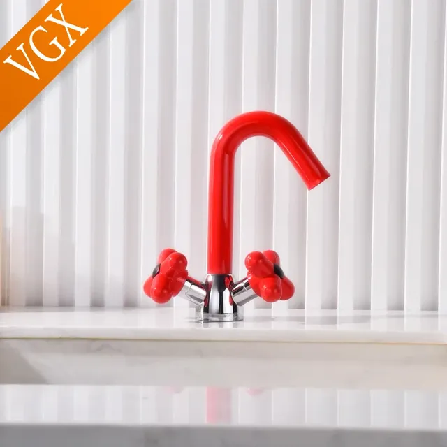Robinet lavabo mélangeur double poignées rétro moderne… – vue 3