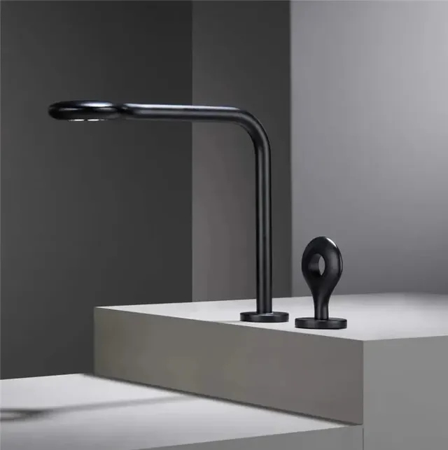 Robinet lavabo mitigeur cascade chaud froid trois trous… – vue 4