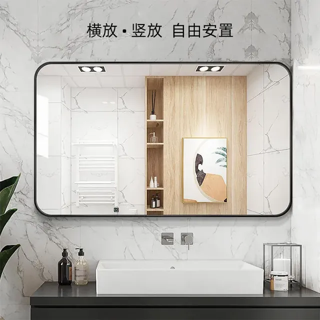 Miroir de lavabo mural en verre trempé – vue 2