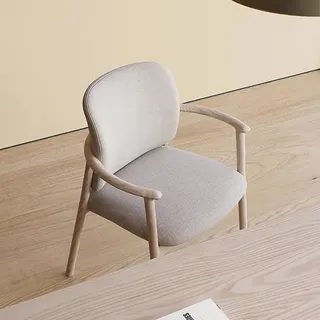Chaise scandinave minimaliste rembourrée tissu beige texturé dossier…