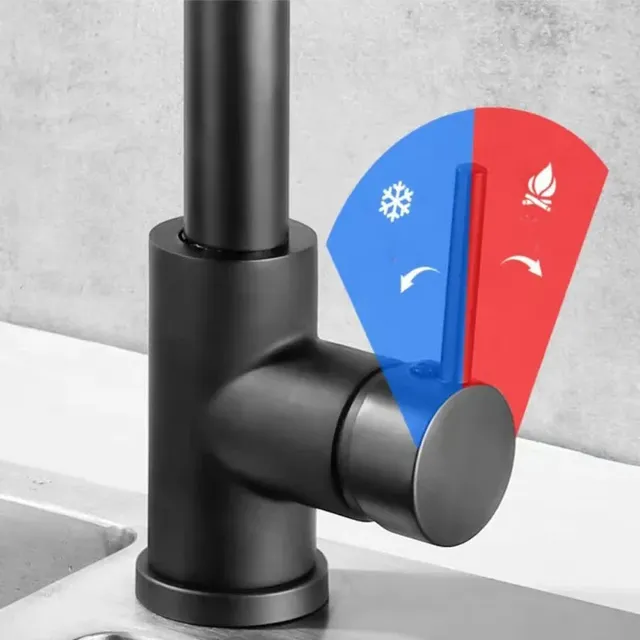 Robinet d'évier de cuisine extractible noir – vue 5