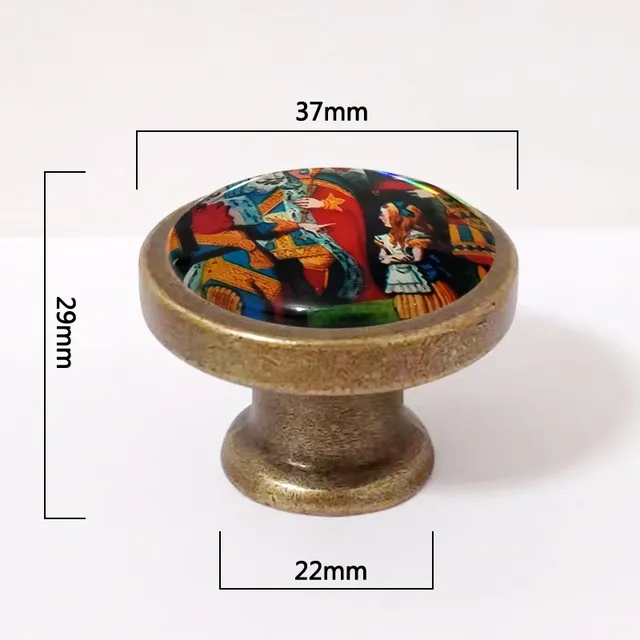 Bouton commode verre cabochon bombé Alice Pays… – vue 2