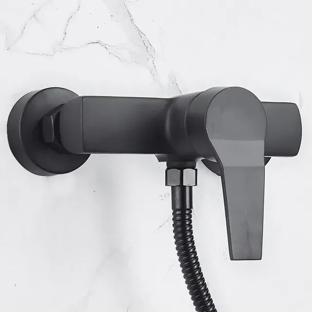 Robinet mitigeur mural noir pour salle de bains et douche – vue 2