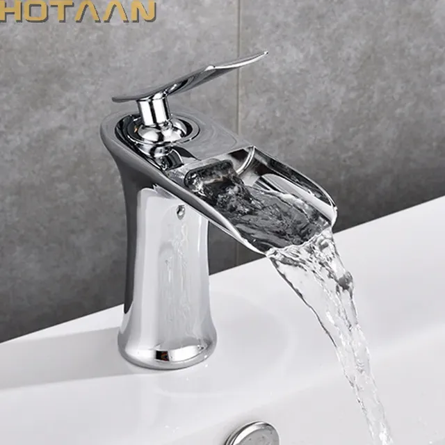 Robinet lavabo cascade laiton massif finition bronze… – vue 7